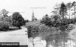 The Pond And Church c.1955, Warter