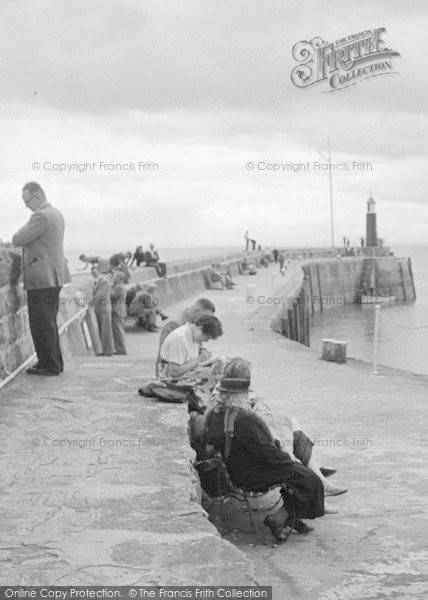 Photo of Watchet, People On The Harbour Pier 1952