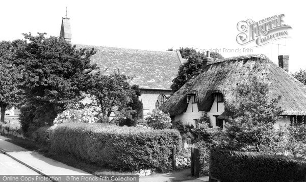Photo of Watchfield, A Pretty Cottage And The Church c.1960