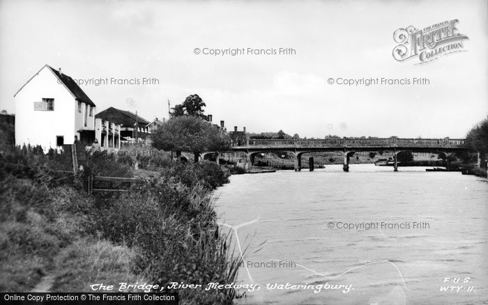 Photo of Wateringbury, The Bridge And River Medway c.1955