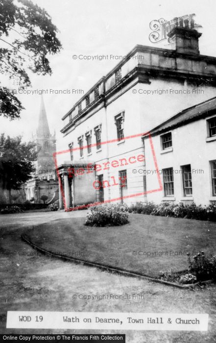 Photo of Wath Upon Dearne, Town Hall And Church c.1955