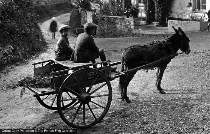 Photo of Weare Giffard, Donkey Cart 1923