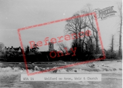 Welford On Avon, Weir And Church c.1955, Welford-on-Avon