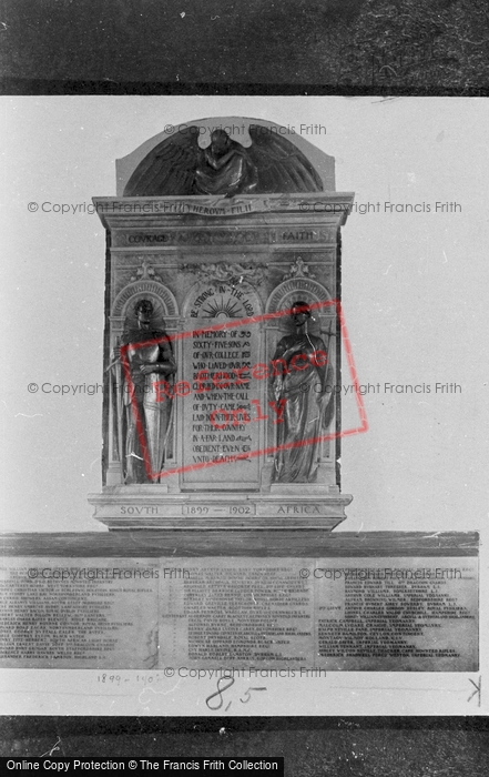 Photo of Wellington College, Chapel, South African War Memorial 1907