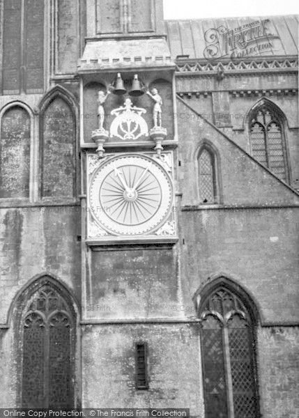 Photo of Wells, Cathedral Clock c.1955