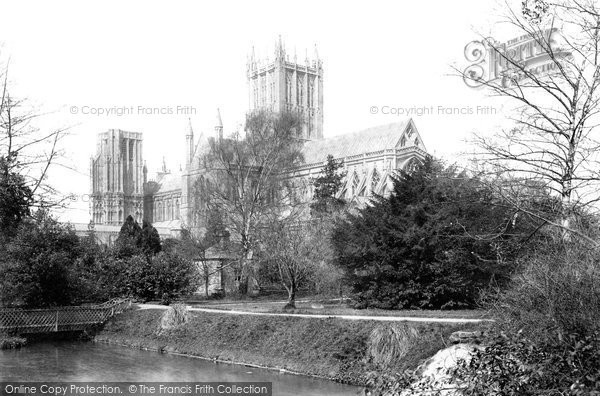 Photo of Wells, Cathedral From Waterfall 1890