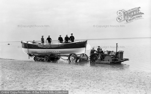 Photo of Wells Next The Sea, The Motor Life Boat With 'roadless' Tractor c.1935
