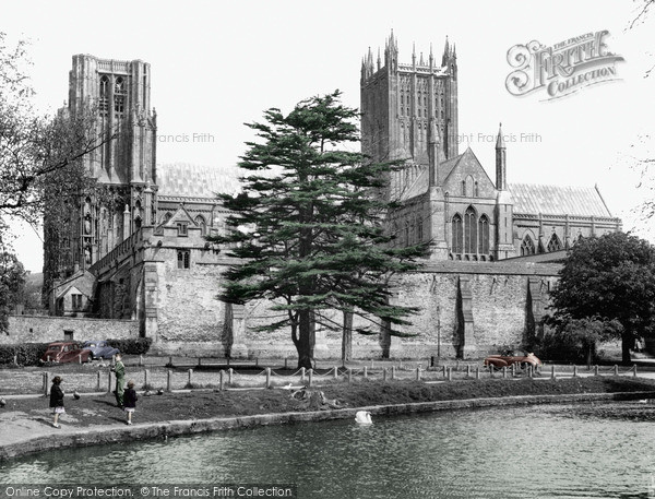 Photo of Wells, The Cathedral And Moat c.1955