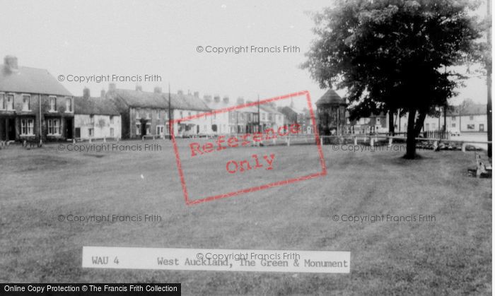 Photo of West Auckland, The Green And Monument c.1955