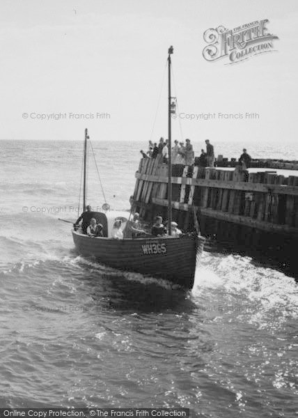 Photo of West Bay, A Boat Entering Harbour c.1960