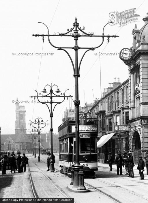 Photo of West Hartlepool, Street Lamps And Tram 1914