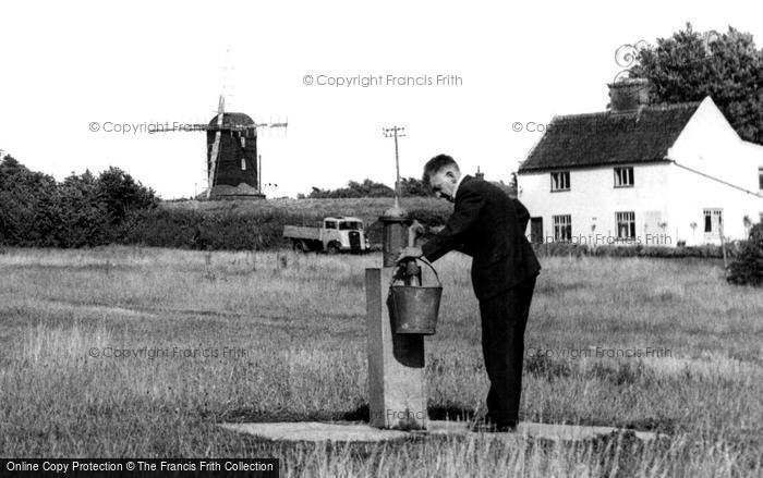 Photo of Westleton, Man Using Village Pump c.1955