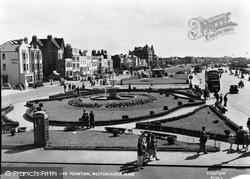 The Lawns And Fountain c.1950, Weston-Super-Mare