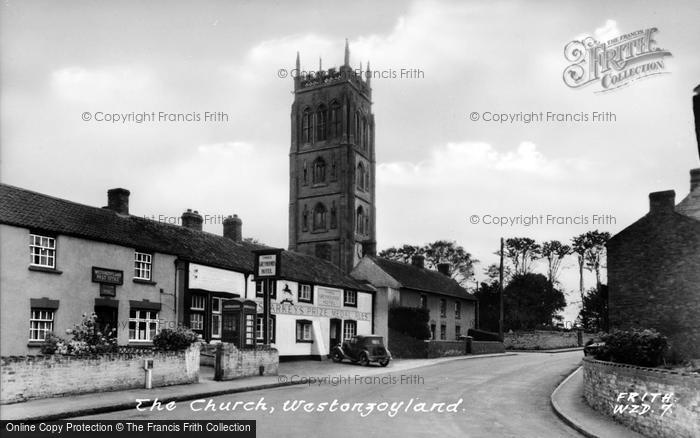 Photo of Westonzoyland, The Church, And Three Greyhounds Hotel c.1955