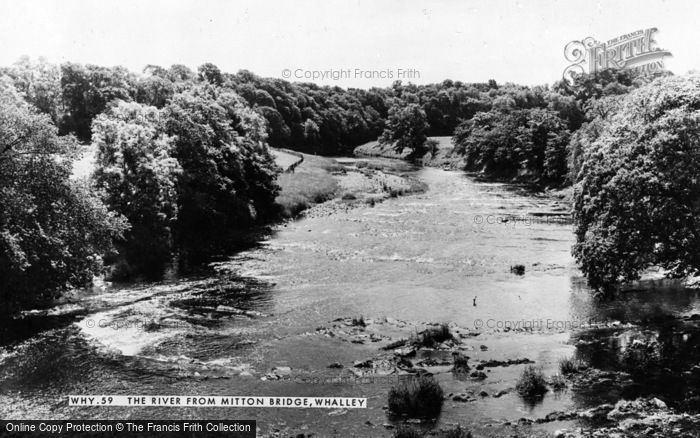 Photo of Whalley, The River From Mitton Bridge c.1960