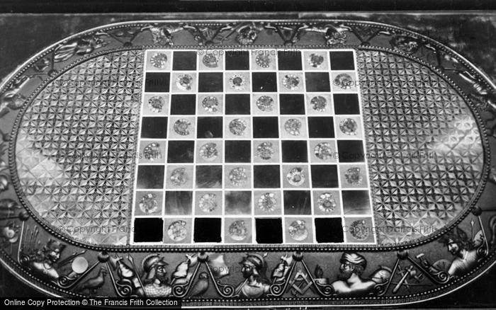 Photo of Whitby, Hand Carved Whitby Jet And Ammonite Chessboard c.1955