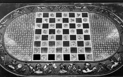 Hand Carved Whitby Jet And Ammonite Chessboard c.1955, Whitby
