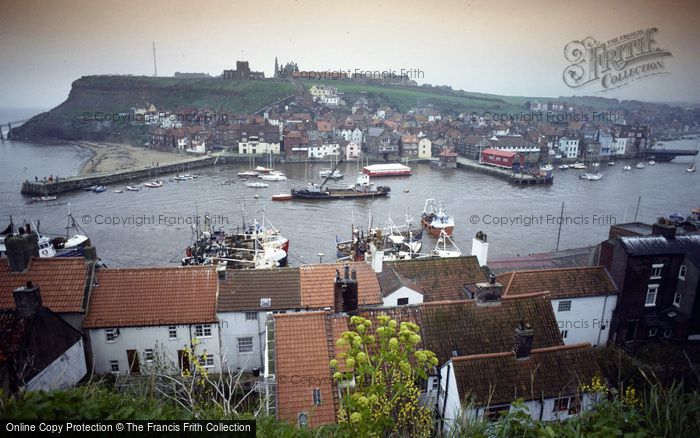 Photo of Whitby, Old Town, River Esk, St Mary's Church And Abbey Ruins c.1980