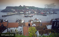 Old Town, River Esk, St Mary's Church And Abbey Ruins c.1980, Whitby