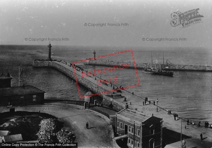 Photo of Whitby, Pier And H.M.S Triton 1901