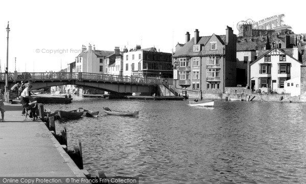 Photo of Whitby, The Bridge From Inner Harbour c.1955