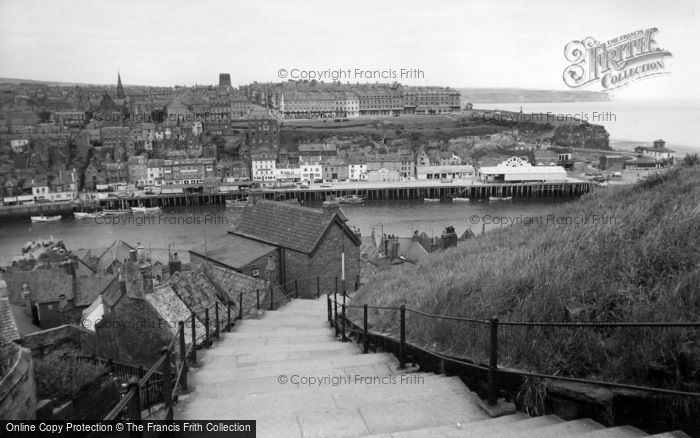 Photo of Whitby, The Harbour From Church Steps c.1960