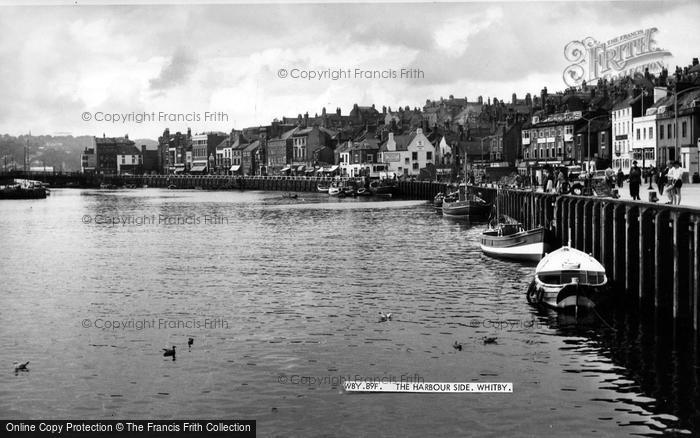 Photo of Whitby, The Harbour Side c.1955