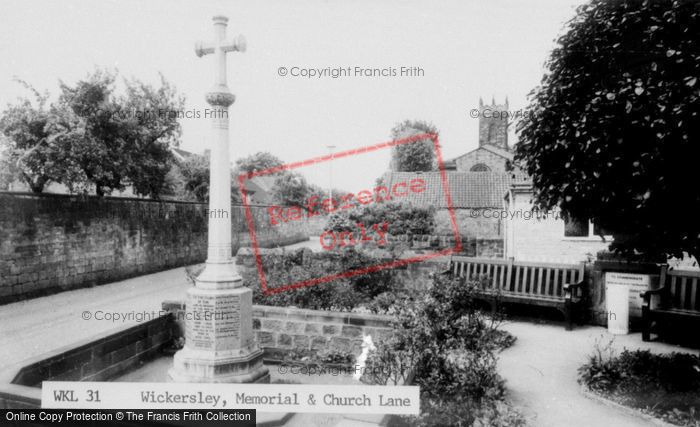 Photo of Wickersley, Memorial And Church Lane c.1965