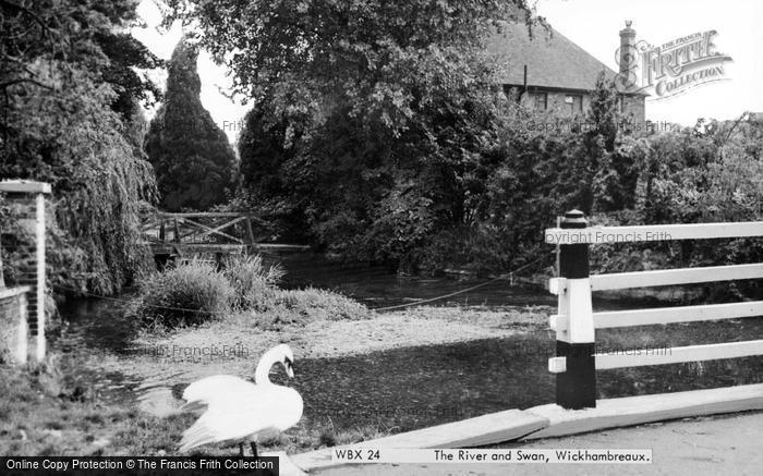 Photo of Wickhambreaux, The River And Swan c.1960