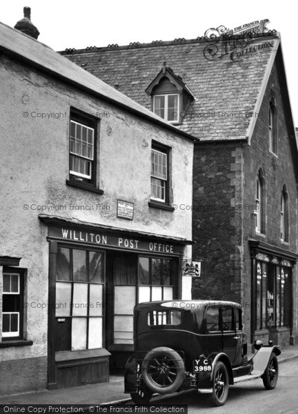 Photo of Williton, The Post Office, Fore Street 1929