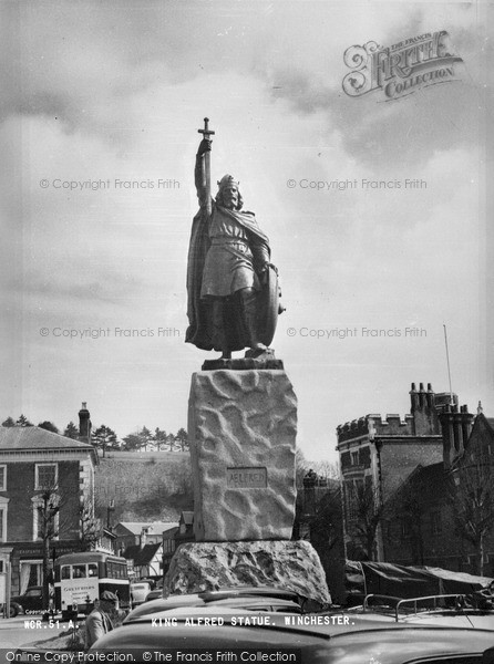 Photo of Winchester, King Alfred Statue c.1955