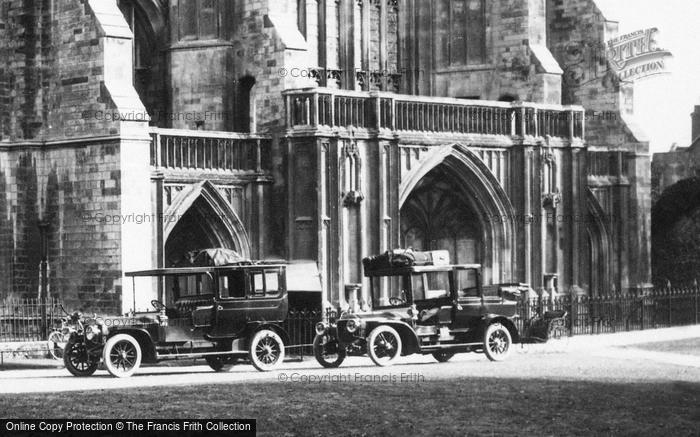 Photo of Winchester, Motor Cars Outside The Cathedral 1911
