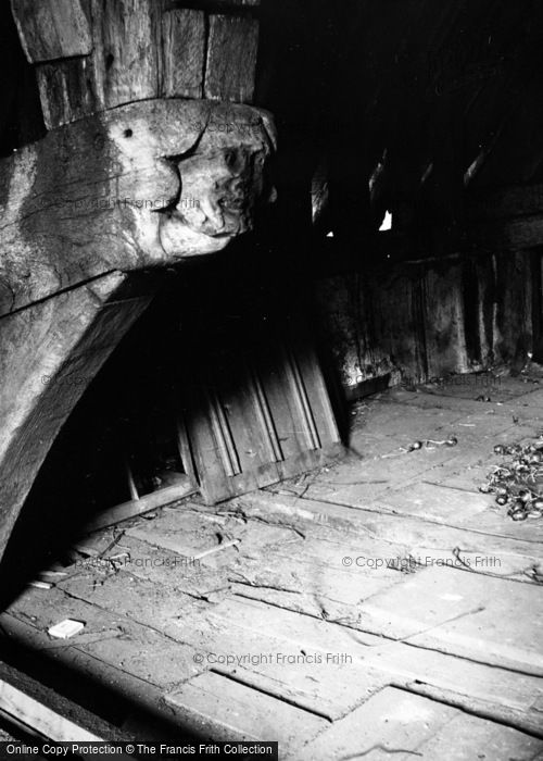 Photo of Winchester, Pilgrims' Hall, Carved Face On Beam c.1950