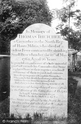 Thomas Thetcher's Headstone 1906, Winchester