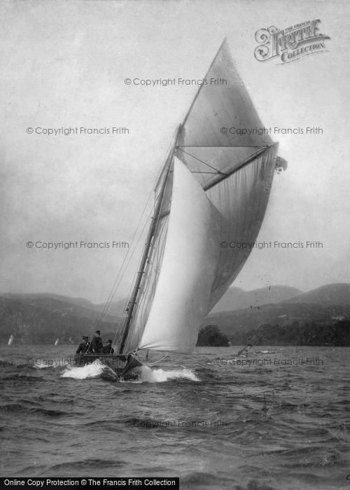 Photo of Windermere, Yachting, A Stiff Breeze c.1880