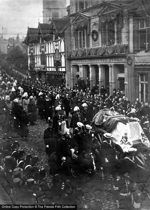 Photo of Windsor, Queen Victoria's Funeral Cortège, The London And County Bank, High Street 1901