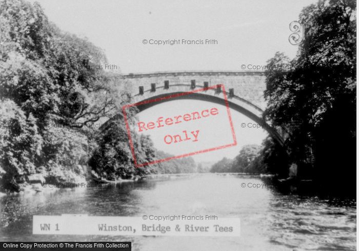 Photo of Winston, The Bridge And River Tees c.1955