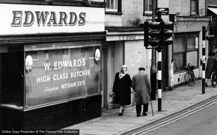 Photo of Witham, W.Edwards Butcher, High Street c.1965