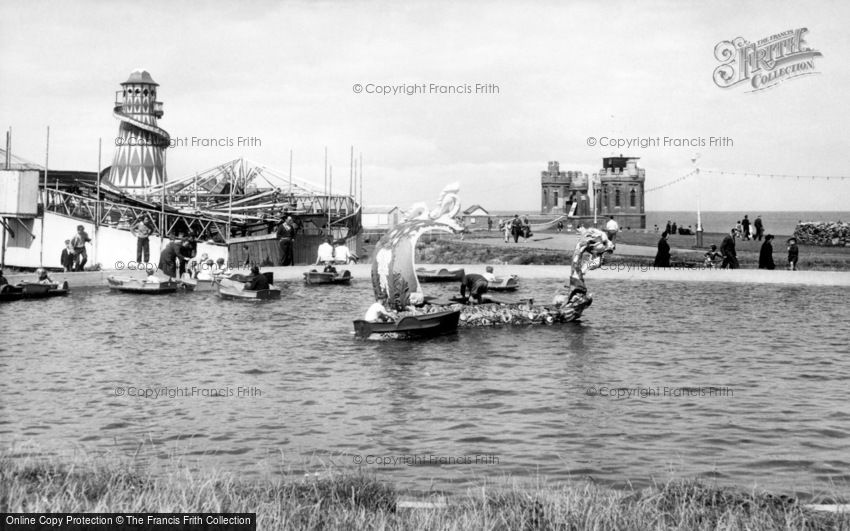 Withernsea, Pier Towers and Boating Lake c1955