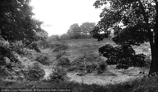 Photo of Witton Gilbert, the War Memorial from the Woods c1955