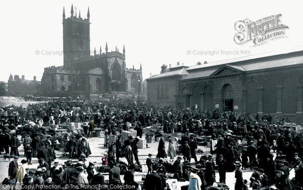 Photo of Wolverhampton, The Market And St Peter's Church 1910