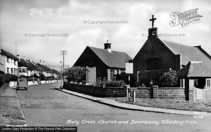 Photo of Woodingdean, Holy Cross Church And Downsway c.1955
