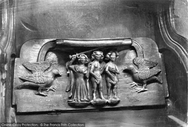 Photo of Worcester, Cathedral, Miserere Seat 'expulsion From Eden' 1907