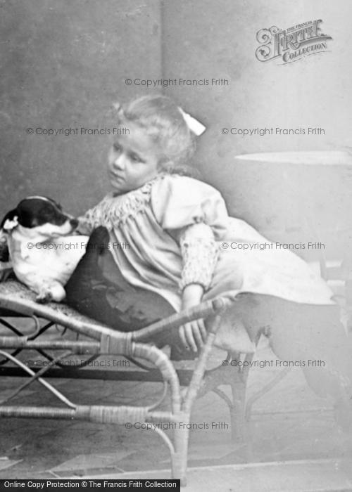 Photo of Worcester Park, Girl With Her Pet Dog c.1880