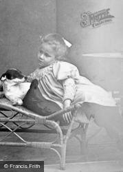 Girl With Her Pet Dog c.1880, Worcester Park