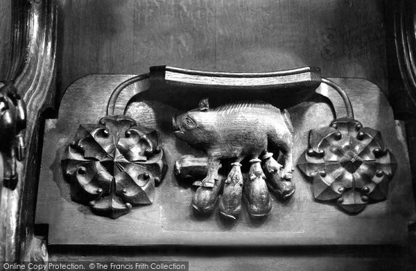 Photo of Worcester, The Cathedral, Misericord Depicting Sow And Pigs 1907