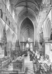 The Cathedral, The Choir Looking West c.1910, Worcester