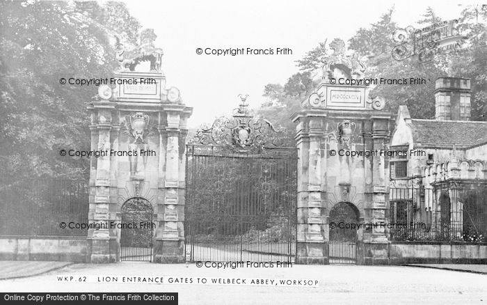 Photo of Worksop, Welbeck Abbey, Lion Entrance Gates c.1965