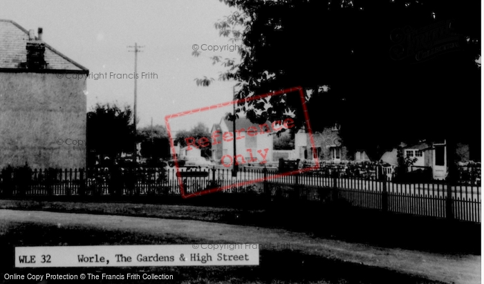 Photo of Worle, The Gardens And High Street c.1955