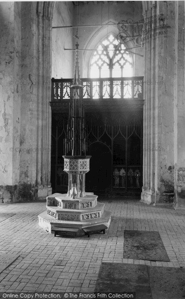 Photo of Worstead, St Mary's Church, The Font c.1955